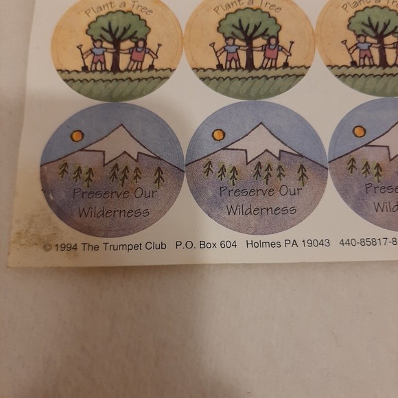 Vintage Stickers Art By Anita Lovitt 1994 The Trumpet Club Clean Planet READ - Picture 8 of 16